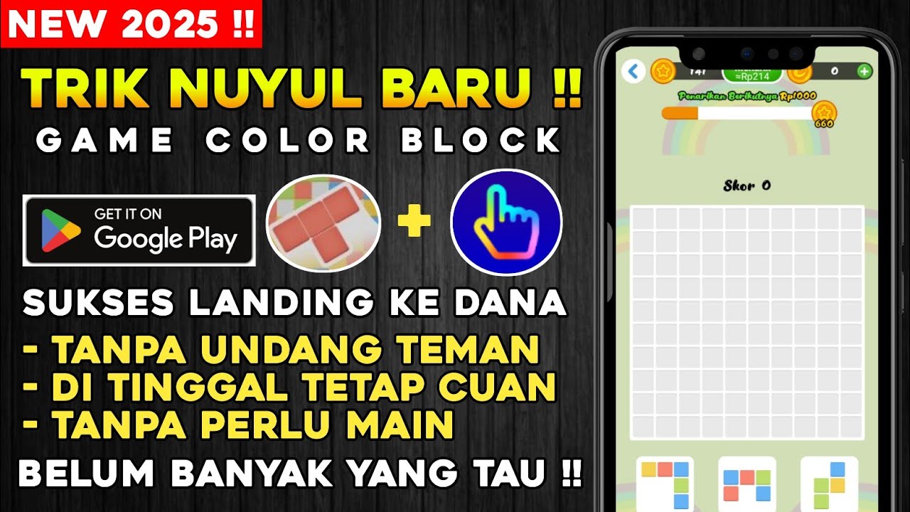 Cara NUYUL Game Color Block Dengan Trik Auto Click Langsung Cair