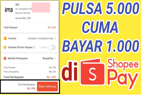 Cara Mendapatkan Pulsa Murah di ShopeePay 5Rb jadi 1Rb Terbaru!